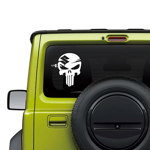 Calcomanía de vinilo para ventana trasera con calavera Punisher para Suzuki Jimny