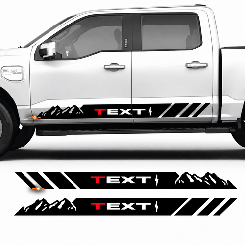 TEXT Mountain Stripes — Pegatina de vinilo (talonera) para Ford F-150 Lightning