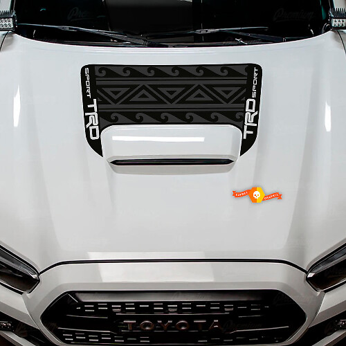 Calcomanía de vinilo para toma de aire en capó estilo olas polinesias TRD para Toyota Tacoma 2016-2024_1