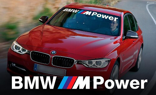 Calcomanía de vinilo estilo M Power para parabrisas de BMW