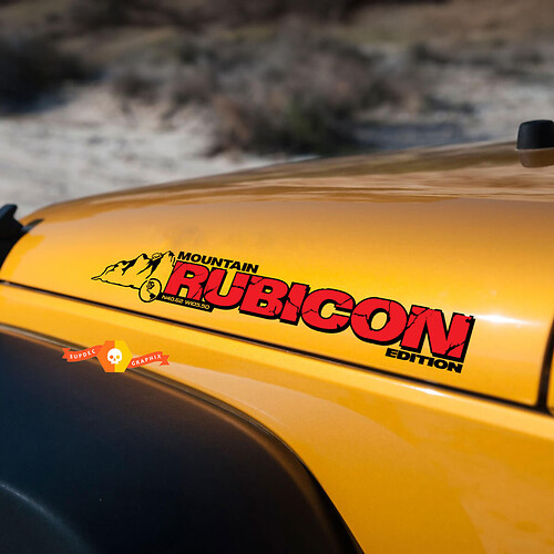 Adhesivo lateral para capó Jeep Rubicon Mountains con coordenadas JL JK CJ TJ YJ
