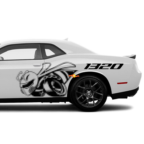 Calcomanía lateral de vinilo estilo Drag Bee 1320 para Dodge Challenger 2015-2023