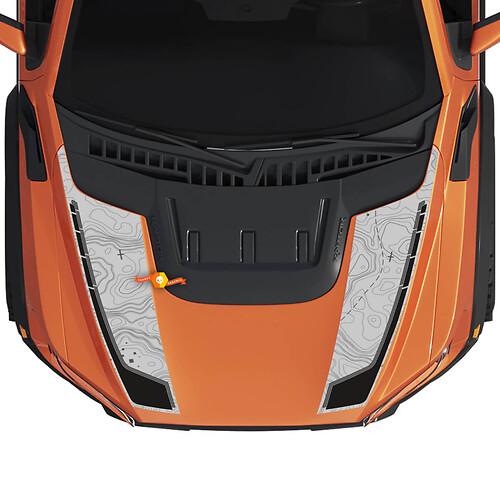 Gráficos de capucha mapa topográfico ajuste a Gen3 Ford F150 Raptor Vinyl Sticker Kit Kit Kit Stripes 2
