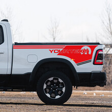 Calcomanía de vinilo personalizada con letras al estilo Mopar para el lateral de la caja de Dodge Ram 1500_3