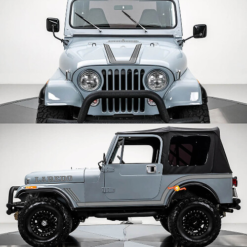 Kit de Vinilos de Franjas Laterales y del Capó Laredo para Jeep CJ7