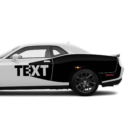 Juego de vinilos laterales estilo blackout con texto personalizado para Dodge Challenger_1
