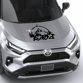 Brújula con montañas y árboles, calcomanía gráfica de vinilo para capó RAV4, compatible con Toyota RAV4
 1