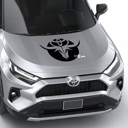 Calcomanía de vinilo para capó con calavera de toro y logo de Toyota para Toyota RAV4