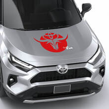 Calcomanía de vinilo para capó con calavera de toro y logo de Toyota para Toyota RAV4_3