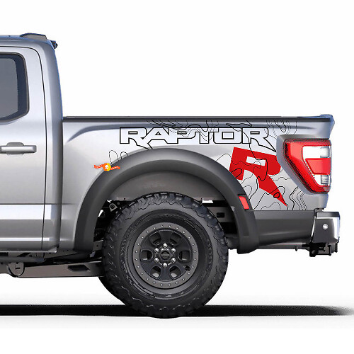 Gráficos laterales de cabecera que se ajustan al kit de calcomanías de vinilo Ford F150 Raptor R a rayas
