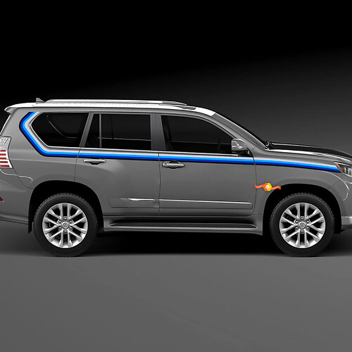 Lexus GX470 azul Retro Vintage rayas como 40 aniversario estilo Toyota 4runner pegatina lateral gráficos de calcomanía

