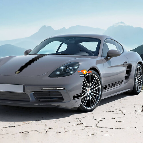 Gráficos de franjas laterales y capó que se ajustan a la calcomanía adhesiva Porsche 718 Cayman
