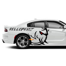 Kit de vinilo lateral con logo Hellephant para Dodge Challenger o Charger_2