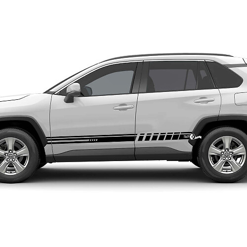 Calcomanía de vinilo con rayas a cuadros de carreras laterales para Toyota RAV4