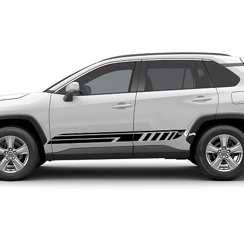 Calcomanía gráfica de vinilo con rayas a cuadros laterales para correr 2 para Toyota RAV4