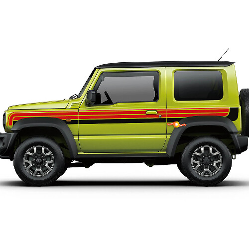 2X Suzuki JIMNY dos colores rayas puertas laterales calcomanía gráficos
