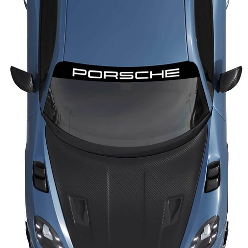 Adhesivo para parabrisas con logotipo de Porsche y kit de rayas de fondo

