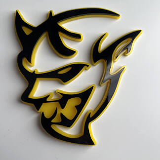 Insignia 3D personalizada Demon Dodge Charger Challenger logo Fender Insignias Emblema Amarillo vs Negro
