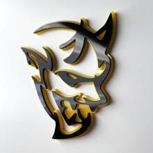 Insignia 3D personalizada Demon Dodge Charger Challenger logo Fender Insignias Emblema Amarillo vs Negro
 4