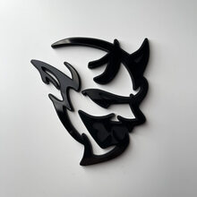 Insignia 3D personalizada Demon Dodge Charger Challenger logo Fender Insignias Emblema Negro vs Negro
 2