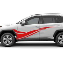 Etiqueta gráfica de vinilo con rayas onduladas laterales compatible con Toyota RAV4
 2