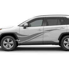 Etiqueta gráfica de vinilo con rayas onduladas laterales compatible con Toyota RAV4
 3