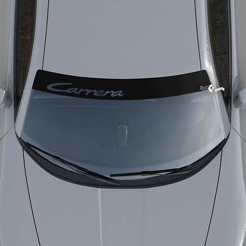 Adhesivo para parabrisas con logotipo de Porsche Carrera y kit de rayas de fondo
