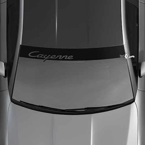 Adhesivo para parabrisas con logotipo de Porsche Cayenne y kit de rayas de fondo
