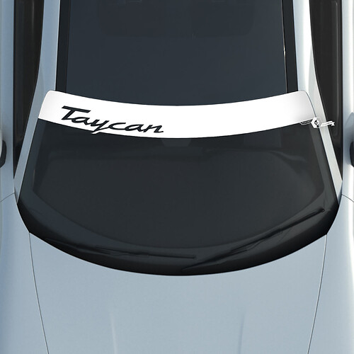 Adhesivo para parabrisas con logotipo de Porsche Taycan y kit de rayas de fondo
