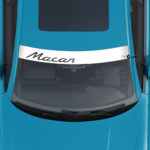 Adhesivo para parabrisas con logotipo de Porsche Macan y kit de rayas de fondo

