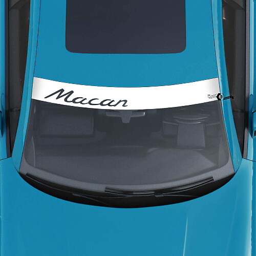 Calcomanía de kit de rayas de fondo con logotipo de Porsche Macan para parabrisas
