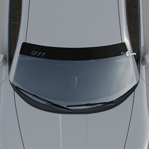 Adhesivo para parabrisas Porsche 911 con kit de rayas de fondo
