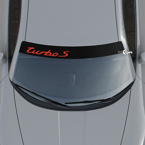 Porsche Turbo S Logo Parabrisas con kit de rayas de fondo Calcomanía adhesiva 2
