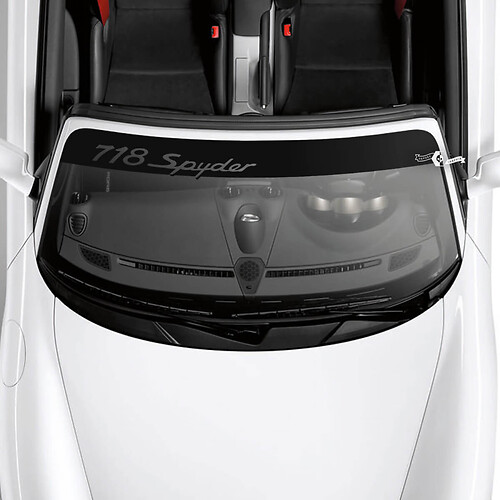 Porsche 718 Spyder Logo Parabrisas con kit de rayas de fondo Calcomanía adhesiva
