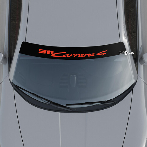Porsche 911 Carrera 4 Logo Parabrisas con kit de rayas de fondo Calcomanía adhesiva
