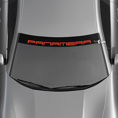 Adhesivo para parabrisas con logotipo de Porsche Panamera y kit de rayas de fondo
