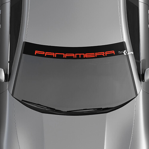 Adhesivo para parabrisas con logotipo de Porsche Panamera y kit de rayas de fondo
