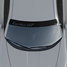 Adhesivo para parabrisas con logotipo de Porsche Turbo GT y kit de rayas de fondo
 3