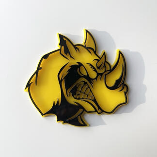 Insignia 3D personalizada Logotipo de Rhino Angry Emblema de insignias de guardabarros
 1