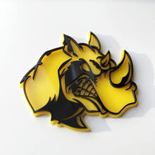 Insignia 3D personalizada Logotipo de Rhino Angry Emblema de insignias de guardabarros
 2