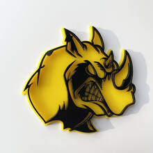 Insignia 3D personalizada Logotipo de Rhino Angry Emblema de insignias de guardabarros
 3