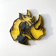 Insignia 3D personalizada Logotipo de Rhino Angry Emblema de insignias de guardabarros
 4