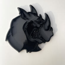 Insignia 3D personalizada Rhino Angry logo negro y gris Emblema de insignias de guardabarros
 4