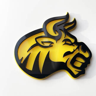 Insignia 3D personalizada Logotipo de Bull Angry Emblema de insignias de guardabarros
