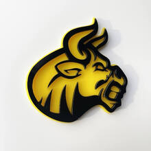 Insignia 3D personalizada Logotipo de Bull Angry Emblema de insignias de guardabarros
 3