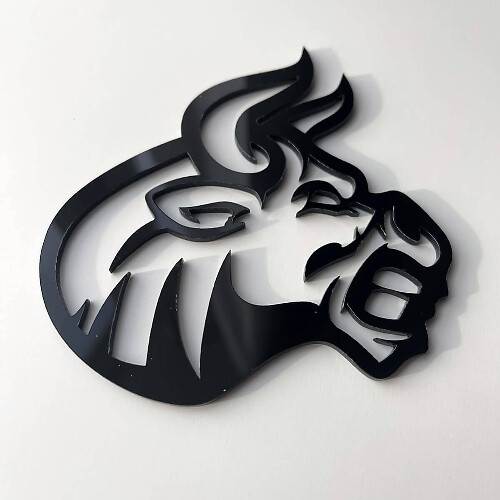 Emblema de aleta 3D Toro Enfadado Negro Brillante
