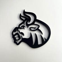 Emblema de aleta 3D Toro Enfadado Negro Brillante_2