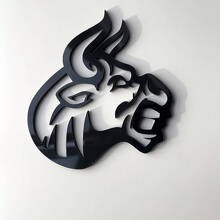 Emblema de aleta 3D Toro Enfadado Negro Brillante_3