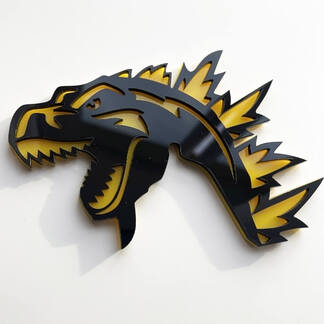 Insignia 3D personalizada Logotipo enojado de Godzilla Emblema de insignias de guardabarros
