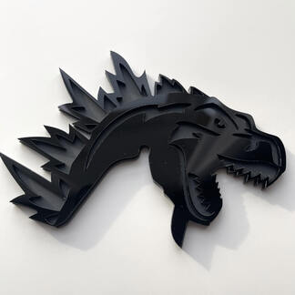 Insignia 3D personalizada Logotipo de Godzilla Angry Insignias de guardabarros Emblema gris y negro
